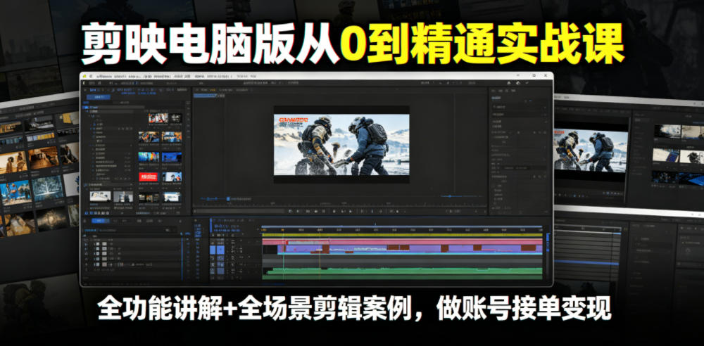剪映从0到精通实战课，全功能讲解+全场景剪辑